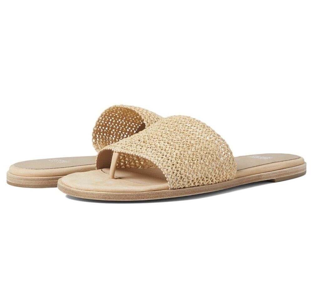 Eileen Fisher Edge 2 Sandals Size 7.5 Tan Natural Ratttan Beach Resortwear Flats